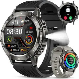 Hitoor Smart Watch for Men Fitness Tracker, Bluetooth Waterproof Make Answer Call Digital Mens Watches Running Smartwatch for IOS Android Phones Compatible Step Pedometer Sleep Heart Rate Monitors