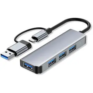 Hitoor USB 3.0 Hub 4 Ports, USB-A and Type-C to 4 USB 3.0 Hub, USB-A Splitter Extender, USB A USB 3.0 Hub Compatible with Laptop, Desktop,MacBook,iMac,iPad Pro,PS4,Xbox,XPS