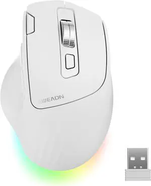 Hitoor Ergonomic Wireless Mouse, 2.4G & Bluetooth Wireless Mouse for Laptop, Silent Click Dual-Mode Rechargeable Computer Mouse, 5 DPI Levels Optical Mice with RGB for Laptop, PC, Mac, Windows, White Hitoor Ergonomic Wireless Mouse, 2.4G & Bluetooth Wireless Mouse for Laptop, Silent Click Dual-Mode Rechargeable Computer Mouse, 5 DPI Levels Optical Mice with RGB for Laptop, PC, Mac, Windows, White