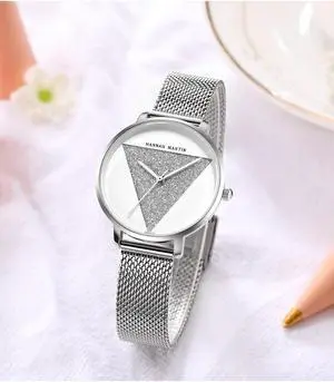 Japanese Movement Women's Watches Ladies Waterproof Watch Stainless Steel Mesh Quartz Wrist Wacthes for Woman Fashion Simple Minimalist Dress Elegant Design with Wrist &Gift Box