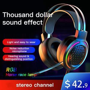 Headphone Gaming Earphone Wired Gamer Headphone Surround Stereo Sound Headsets with Mic LED light for PC