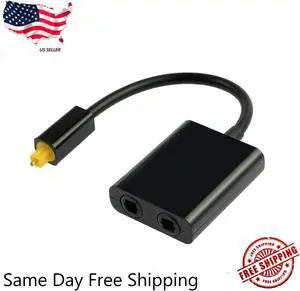 Dual Port Toslink Digital Optical Adapter Splitter Fiber Audio Cable 1 In 2 Out