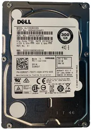 Dell 0RVDT 300GB SAS 15K 12GBPS 2.5" Drive AL13SXB30EN HDEAG02DAA51