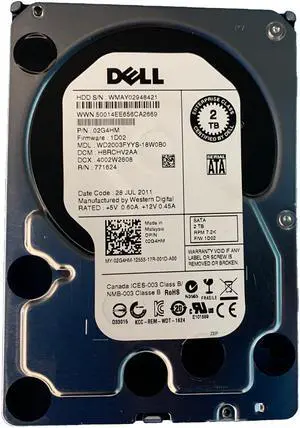 Dell 2G4HM 2TB SATA 7.2K 3GBPS ES 3.5" Drive WD2003FYYS-18W0B0