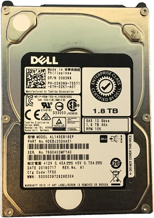 Dell 383N9 1.8TB SAS 10K 12GBPS 2.5" Drive AL14SEB18EP HDEBJ20DAA51 Dell 383N9 1.8TB SAS 10K 12GBPS 2.5" Drive AL14SEB18EP HDEBJ20DAA51