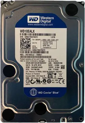 Dell 9V4PG 1TB SATA 7.2K 6GBPS 3.5" Drive WD10EALX-759BA1