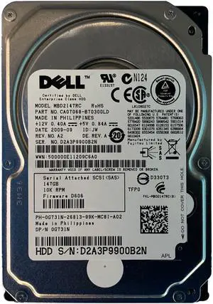 Dell G731N 147GB SAS 10K 6GBPS 2.5" Drive CA07068-B70300LD MBD2147RC