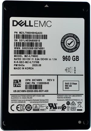 Dell K74WN 960GB SAS 12GBPS 2.5" SSD MZILT960HBHQAD3 MZ-ILT960C