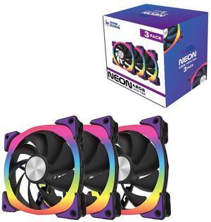 Super Flower NEON ARGB 140mm fan, Triple-Pack, Purple Anti-Vibration Mounting Pads, Computer Case Fan, Remote Control, SF-ARGB141-BK_3P Super Flower NEON ARGB 140mm fan, Triple-Pack, Purple Anti-Vibration Mounting Pads, Computer Case Fan, Remote Control, SF-ARGB141-BK_3P