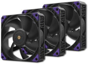Super Flower, MEGACOOL High Static Pressure 120mm fan, 3pcs pack, 12-pole motor, PWM, Black, Computer Case Fan, Anti-Vibration Mounting Pads, SF-HP121-BK_3P, 30mm depth