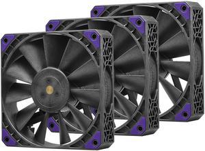 Super Flower, MEGACOOL Forward&Reverse 120mm fan, 3pcs pack,12-pole motor, PWM, Black/Grey , Computer Case Fan, Anti-Vibration Mounting Pads, SF-RF121-BK_3P, 30mm depth