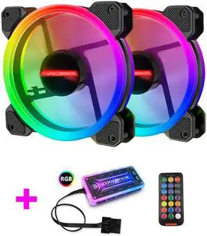 Computer Case Fans PC Cooling Fan RGB Adjust LED 120mm Quiet + Controller set