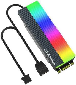 CoolMoon M.2 SSD 2280 ARGB Heasink, M.2 Solid State Drive RGB Radiator, Hard Drive Cooling Vest, 5V M/B SYNC