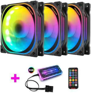 COOLMOON 120mm Chassis RGB Cooling Fan 12V 6Pin Silent Fan for Desktop PC with IR Remote Controller