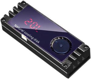 M.2 SSD Radiator with Temperature Display Aluminum Heatsink with Thermal Pad Desktop PC Thermal Gasket (Color:Black)