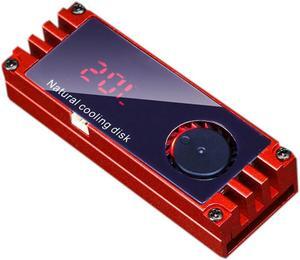 M.2 SSD Radiator with Temperature Display Aluminum Heatsink with Thermal Pad Desktop PC Thermal Gasket (Color:Red)