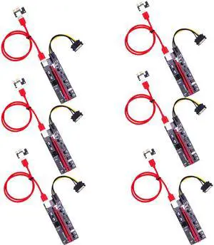 6 Pack 009S Mining PCIe Riser Card Adapter Graphics Card Extension Cable PCIE 1X to PCIE16X 16A Power Supply