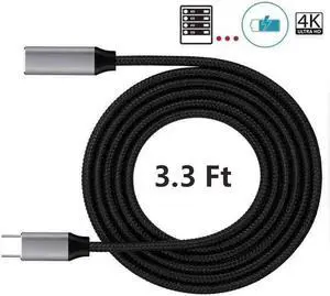 3.3ft./6ft. Type C Male to Female Extension Cable Support Charge 4K Data Transmission
