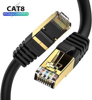 Cat 8 Ethernet Cable RJ45 Internet Patch Cable 2000Mhz 40Gbps High Speed LAN Wire Cable Cord Shielded for Modem, Router, PC, Mac, Laptop, PS2, PS3, PS4, Xbox, and Xbox 360