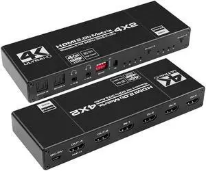 4K x 2K HDMI Matrix Switch Splitter 4x2 HDMI-compatible with SPDIF and L/R 3.5mm HDR Switch 4x2 Support HDCP 2.2 3D