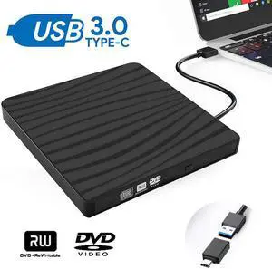 Computer Laptop External CD DVD Drive USB 3.0 Portable CD DVD +/-RW Optical Drive Burner player for Windows M'ac OS,Linux