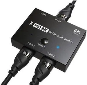 HDMI 2.1 Bi-Directional Switch 8K@60Hz 4K@120Hz 1in 2out 2in 1out High Speed 48Gbps Splitter(Singal Display) Compatible with Xbox X PS5