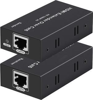 HDMI Extender Over Single Cat5E/6/7 196ft Transmitter + Receiver Support 1080p @60hz 3D HDMI 1.4a HDCP EDID