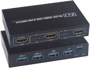4K HDMI-compatible/USB KVM Switch 2-Port HDTV USB For Shared Monitor Keyboard And Mouse Adaptive HDCP Printer