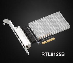 Realtek RTL8125B Ghip PCIE Gigabit Ethernett Adapter Card Upgraded 2.5Gbps Network Adapter Card 4 *RJ45 Connectors