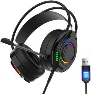 G502 Computer Wired Game Headphone 7.1 Channels Stereo with microphone Over Ear Game Headset LED Light Effect USB 2.0