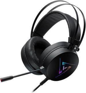 VH350 Wired Computer Game Headphone Virtual 7.1 Channels Stereo Over Ear Game Headset RGB Light Effect USB Connector