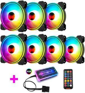 Coolmoon RGB Fan with IR Remote Controller Quiet 120mm Computer Case CPU Cooler and Radiator RGB Case Fans
