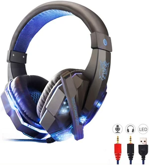 LED light gaming headphones noise canceling microphone headset 3.5 mm plug stereo deep bass for PC Games LED light gaming headphones noise canceling microphone headset 3.5 mm plug stereo deep bass for PC Games