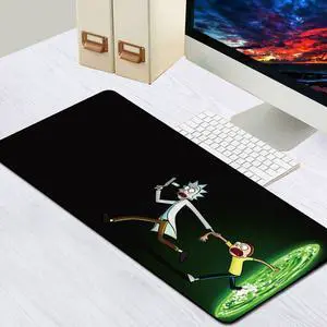 Rick and Morty Anime Gaming Mouse Pad XL Large Gaming Mouse Pad Locking Edge Computer Keyboard Pad Mat Anti-slip Natural Rubber
