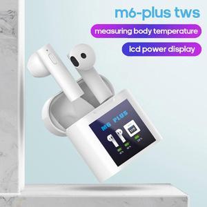 M6 Plus TWS Wireless Bluetooth Earphones Power Display in-ear Earbuds Mini Sports Headphones Forehead Gun Temperature Measurement