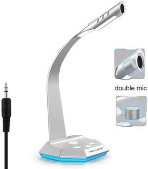 PC Gaming Microphone with Table Lamp 3.5mm Amplifier Desktop Microphone for Computer Smartphone