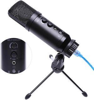 SOVAWIN Multi-function USB Condenser Microphone Studio Professionnel Cardioid Microphone Karaoke Monitor Reverb with Tripod for Computer