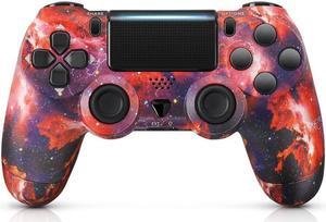 Wireless Controller for PlayStation 4 Remote, Bluetooth Gamepad Six-Axis Motion Gaming Control Touch Pad for PS 4/Slim/Pro/PC, Dual Vibration Shock, Speaker, Stereo Headset Jack, Red Galaxy