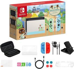 New Nintendo Switch 32GB Console with Animal JoyCon 62 Touchscreen LCD Display Builtin Speakers Bluetooth Longer Battery Life Bundled with 19 in 1 Accessories Include Carrying Case  More