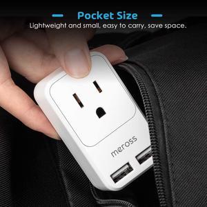 World Travel Plug Adapter, meross International Power Plug with 2 USB, USA to Most Europe, Asia Outlet Adapter, Lightweight, Compact Size, Power Adapter for EU Type C Country