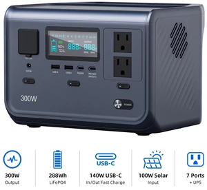 Ark300 Upgraded 2026 Ultra-Light 8.4lbs Portable Power Station |288Wh Long-Life LiFePO4 Battery, 1.5Hr FastRecharge, 300W Solar Generator for Camping, RV, CPAP & Outages Ark300 Upgraded 2026 Ultra-Light 8.4lbs Portable Power Station |288Wh Long-Life LiFePO4 Battery, 1.5Hr FastRecharge, 300W Solar Generator for Camping, RV, CPAP & Outages