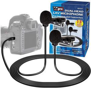 Vidpro XM-DLC Dual-Head Interview Lavalier Microphone for DSLR Cameras & Camcorders