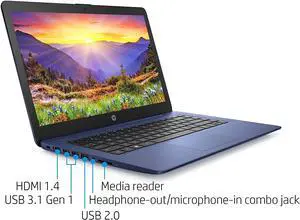 HP Stream 14 Premium Laptop Computer 14" HD SVA Micro-Edge Display Intel Celeron N4000 Processor 4GB DDR4 64GB eMMC HDMI WiFi Webcam Microsoft Office 365 Win 10 (Blue)