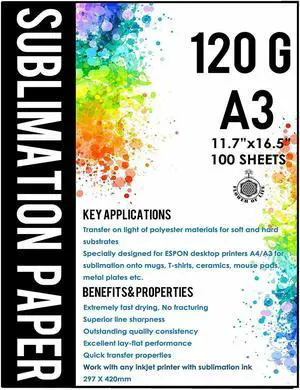 100 Sheet All EPSON RICOH SAWGRASS A3 Sublimation Ink Paper 11.7''x16.5''Printer