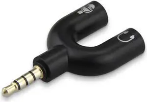 4 Position 3.5mm Stereo Splitter Audio to Mic Headset Jack Plug Y Adapter Black