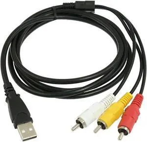 USB Male A to 3x RCA AV A/V TV adapter Lead Cable 5ft