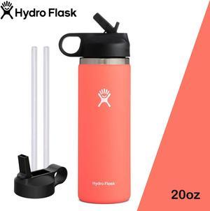 Hydro Flask Water Bottle Wide Mouth Straw Lid 20 Oz, Hibiscus - 2.0 NEW  DESIGN 