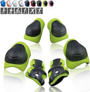 Kids Protective Gear Set Knee Pads for Kids 38 Years Toddler Knee and Elbow Pads with Wrist Guards 3 in 1 for Skating Cycling Bike Rollerblading ScooterGreen