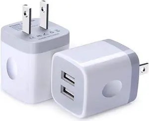 USB Wall Charger  2Pack Dual Port 21A Wall Charger Brick Base Adapter Charging Block Charger Cube Plug Charger Box for iPhone X66S78 Plus iPad Samsung Android LG HTC Nokia Phone