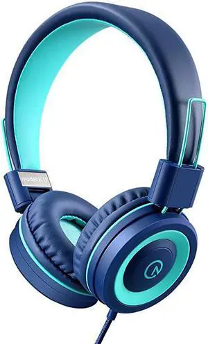 Kids Headphones  K11 Foldable Stereo TangleFree 35mm Jack Wired Cord OnEar Headset for ChildrenTeensBoysGirlsSmartphonesSchoolKindleAirplane TravelPlaneTablet NavyTeal